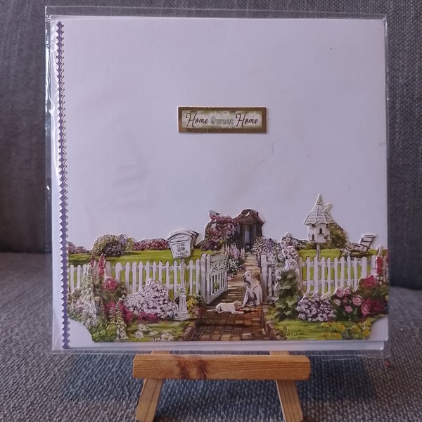 A decoupage garden scene