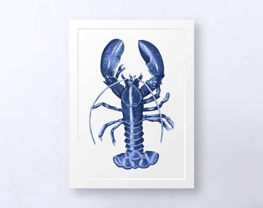 Blue Lobster Art Print, Wall Art, Unframed Art Print