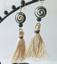   Wood bead & Tassel Earrings - Image 1
