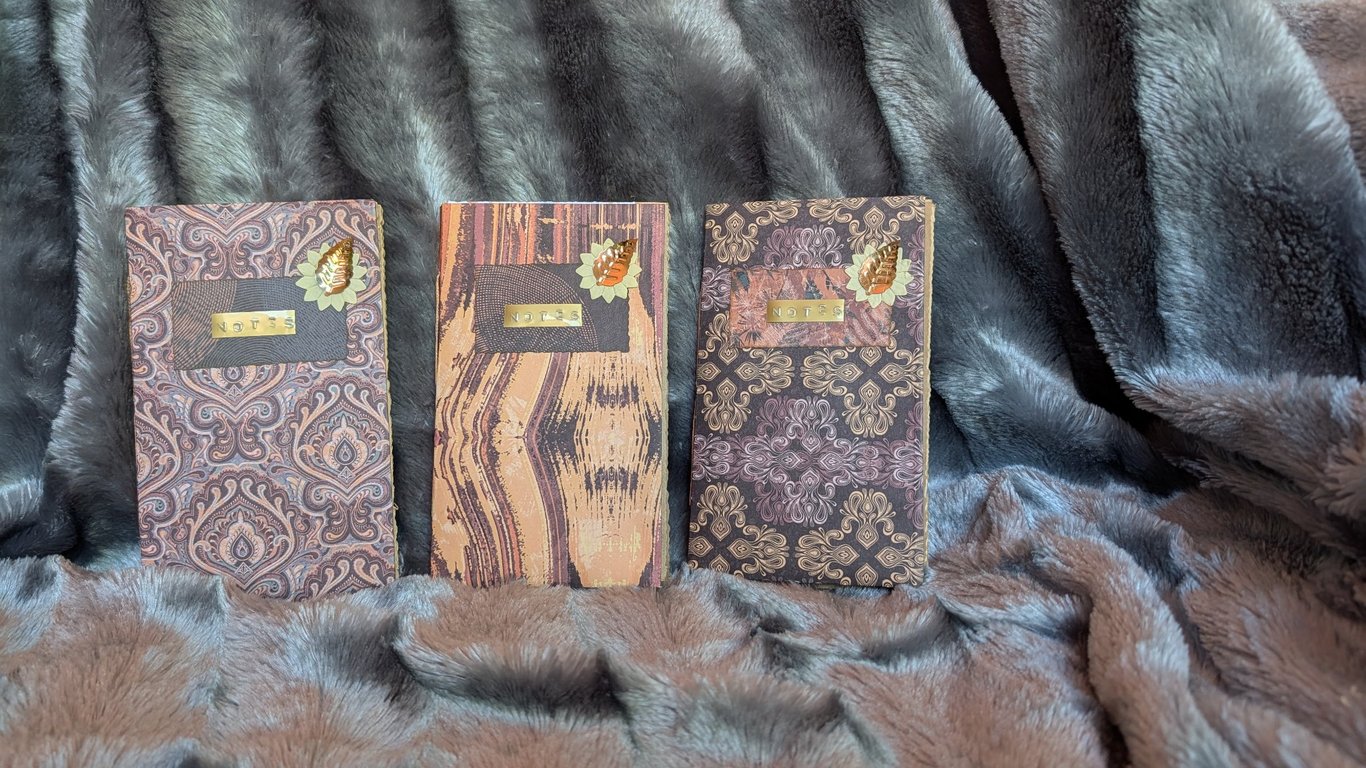 3 pack Slim Notebooks in Brown-Beige