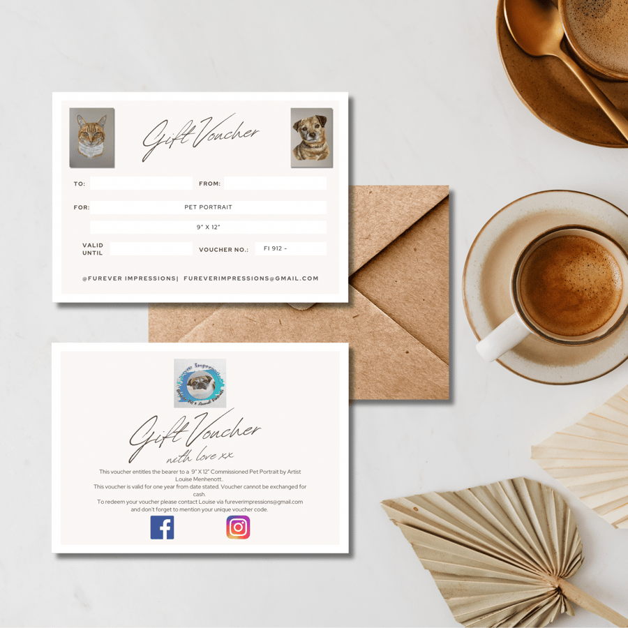 Pet Portrait Gift Voucher 12"x9" (Mounted to 12"x16" )