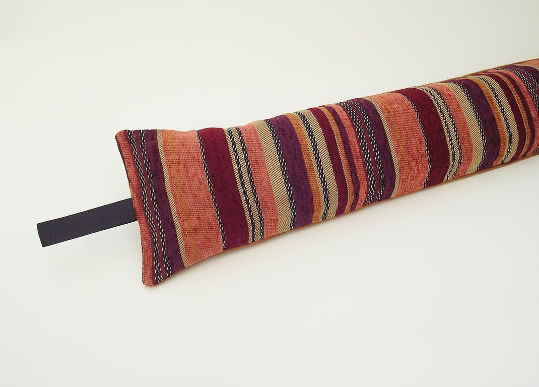 Draught Excluder Terracotta Multi Stripe fabric heavy weight 1.9kg