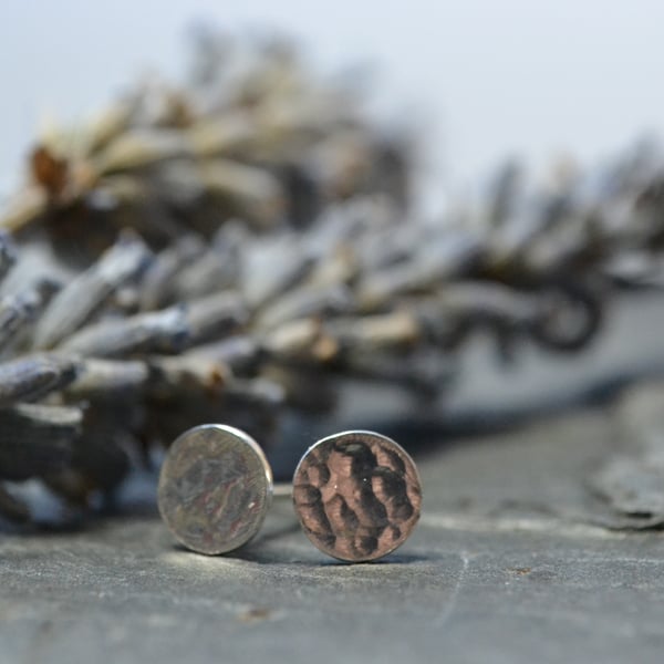 Sterling silver, hammered dots