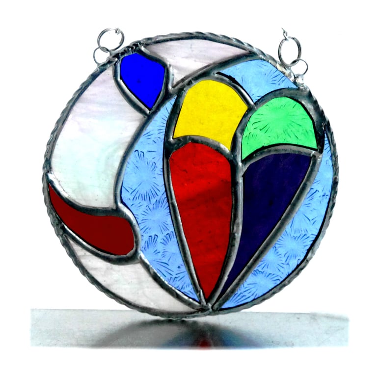 Moon Heart Stained Glass Suncatcher Rainbow 005