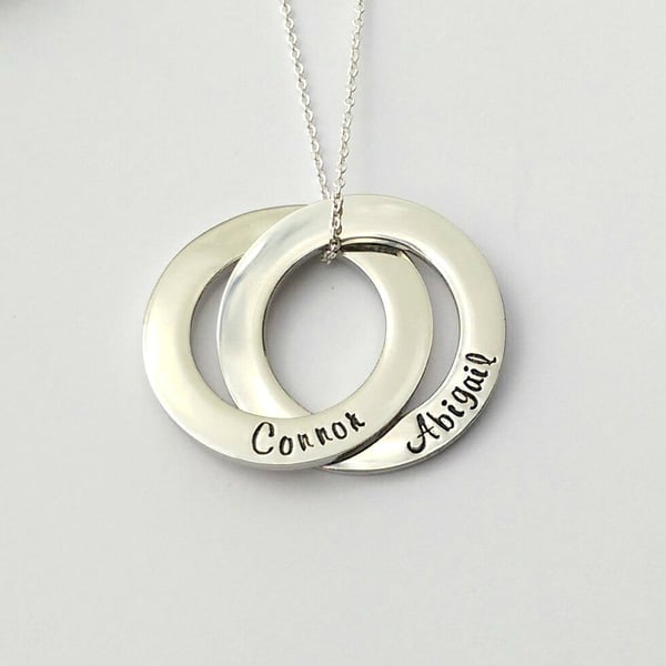 Interlinking circles personalised necklace - russian wedding ring necklace