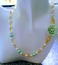 White & Mint Green Shell Pearl Flower Necklace And Matching Earring Set - Image 5