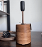 Handmade Turned Oak Table Lamp - Modern Wooden Bedside Light UK
