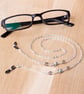 Glasses chain - Dalmatian jasper gemstone and grey bead sunglasses eyewear chain - Image 1