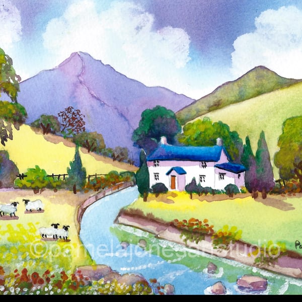 Riverside Cottage, Snowdonia, North Wales, in 20 x 16 mount.