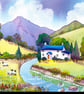Riverside Cottage, Snowdonia, North Wales,Watercolour Print,  in 20 x 16 mount. - Image 1