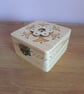 Handmade engraved wooden keepsake box. Flower design jewelry box.