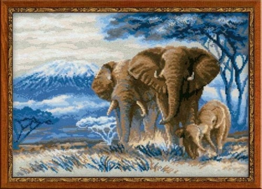 Elephants in the Savannah Counted Cross Stitch Kit