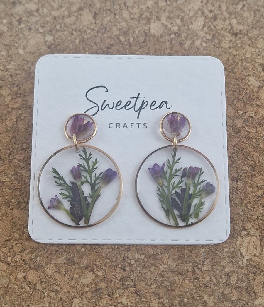 Pressed flower resin earrings
