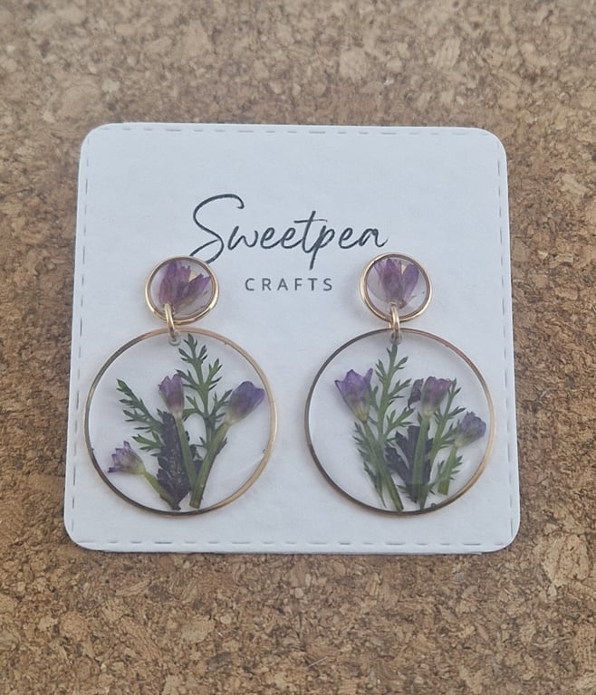 Pressed flower resin earrings