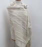 Large Ecru Cotton Handwoven Wrap, Shawl - Image 1