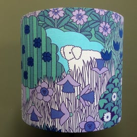RETRO 70s  lilac SHEEP MAY SAFELY Pat Albeck  Vintage Fabric Lampshade option