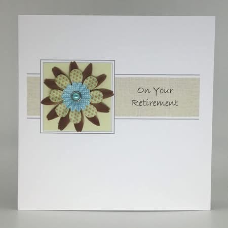 Retirement card - green, blue and brown flower 