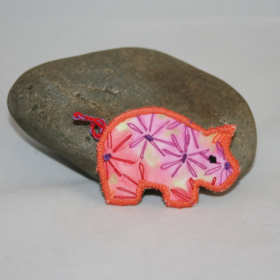 Peony Pig Brooch