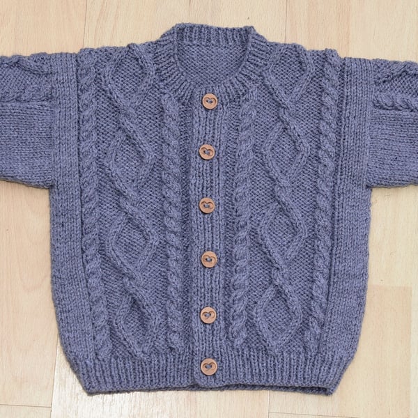 denim blue aran style cardigan