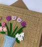 Handmade Birthday Card. Pink and lilac flowers. Keepsake card. - Image 5