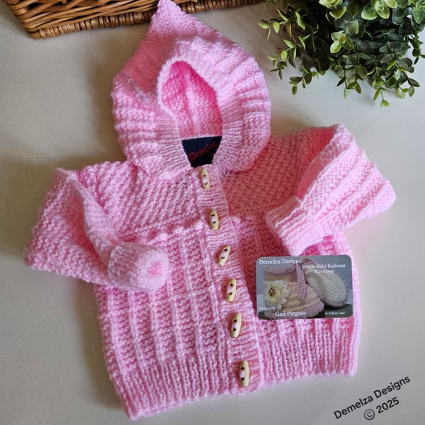 Baby Hand Knitted  Girls Hooded Jacket 3-9 months size