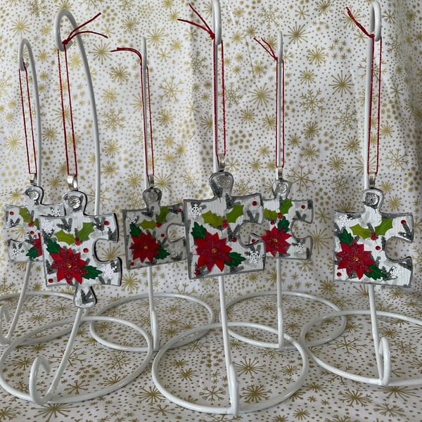 Jigsaw  Christmas Decorations  Set of 2 PB9