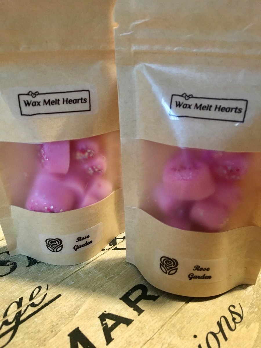 Rose Garden Scented Bag of 6 Handmade Soy Wax Melt Hearts 