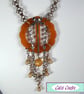 Upcycled Orange Vintage Buckle Necklace - Image 1