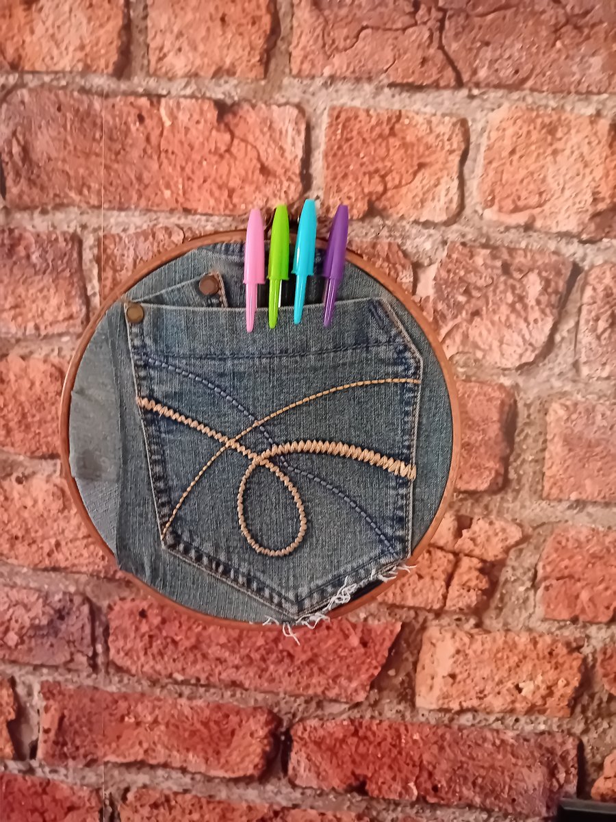 Handmade Denim Pocket Wall Hanging - Medium