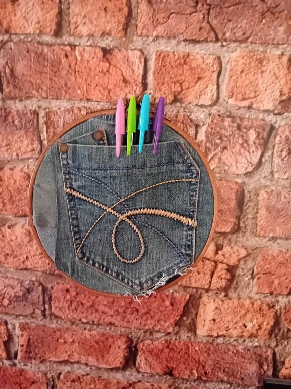 Handmade Denim Pocket Wall Hanging - Medium