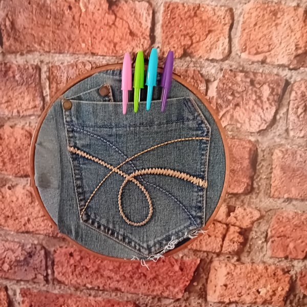 Handmade Denim Pocket Wall Hanging - Medium