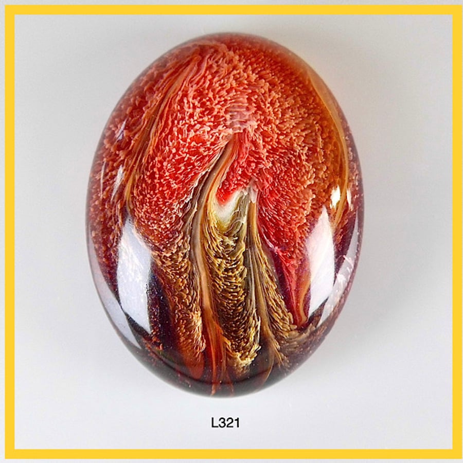 Large Flame Cabochon, hand made, Unique, Resin Jewelry - L321