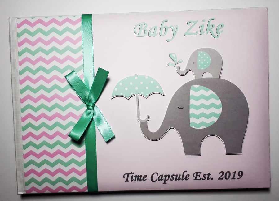 Elephant Baby shower guest book, elaphant baby shower keepsake, gift