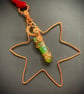 Six point Copper Star, with Green Aurora Crystal wire wrapped dropper 