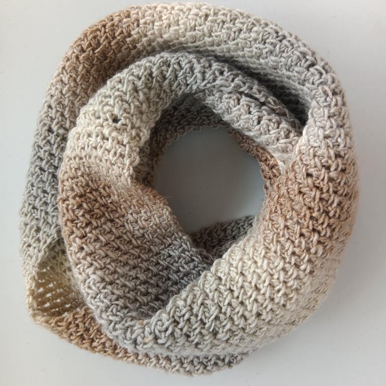 Crochet Infinity Scarf (Beach Sand) - cosy and stylish!