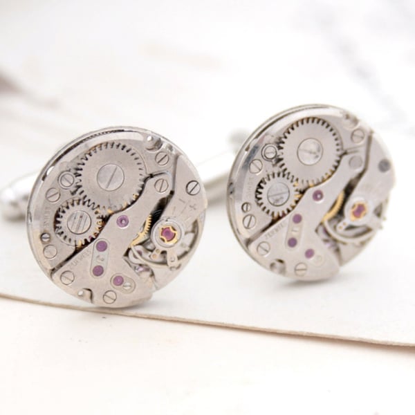 Novelty Cufflinks in Steampunk Style, Clockwork Links for a geek husband