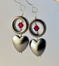 Hematite Heart Earrings With Red Crystal, Birthday, Mother's Day, Valentine Gift - Image 3