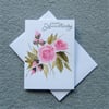 anniversary card hand painted pink roses greetings card ( ref F 175 )
