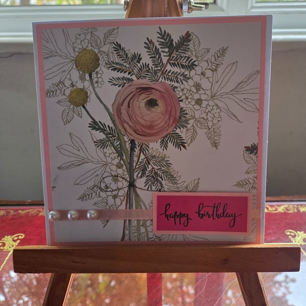 Pink flower theme happy birthday