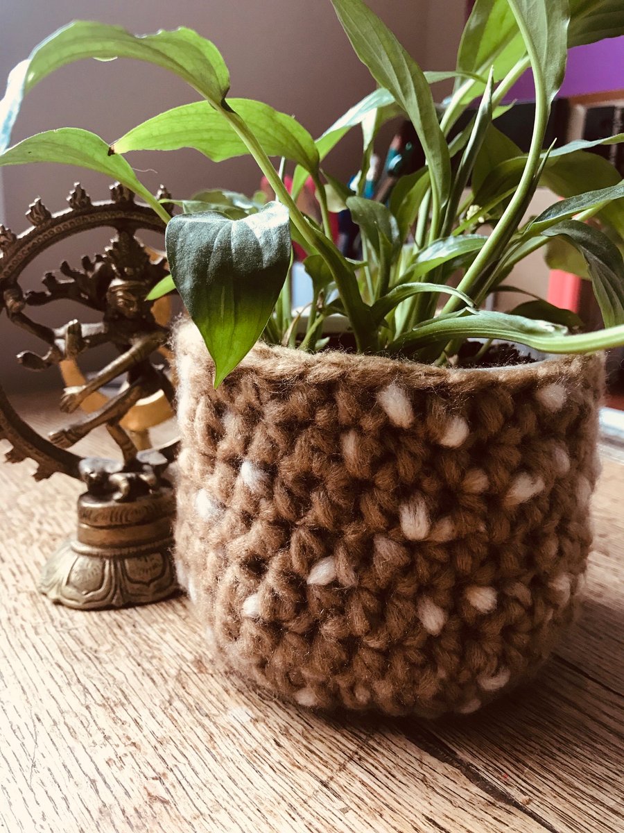 Wonderfully soft crochet bowl or plant pot holder