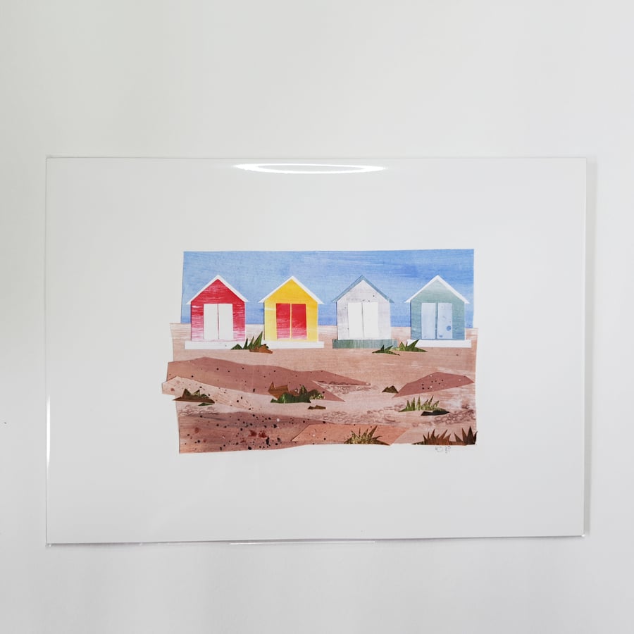 Art Print Beach Huts Seaside Holiday 