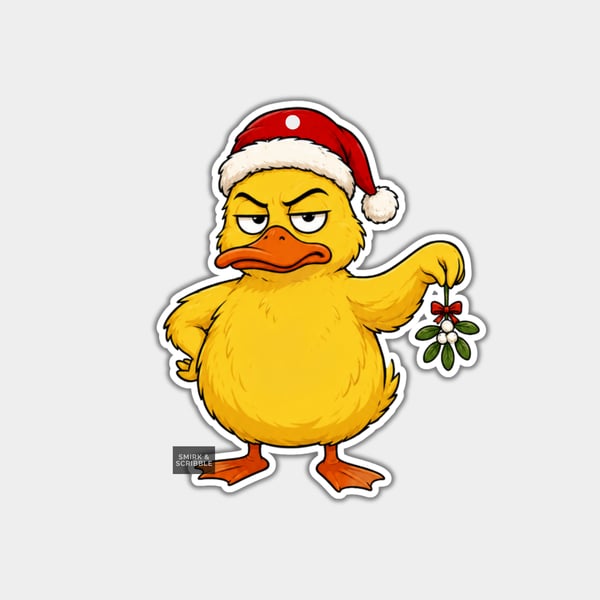 Unique Funny Christmas Gift Tags For Adults, 6pk - Grumpy Duck & Mistletoe