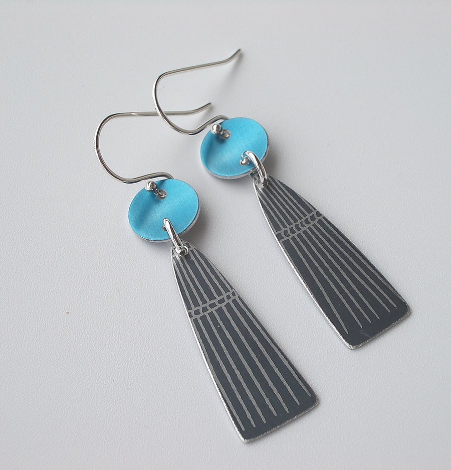 Blue and grey and earrings 