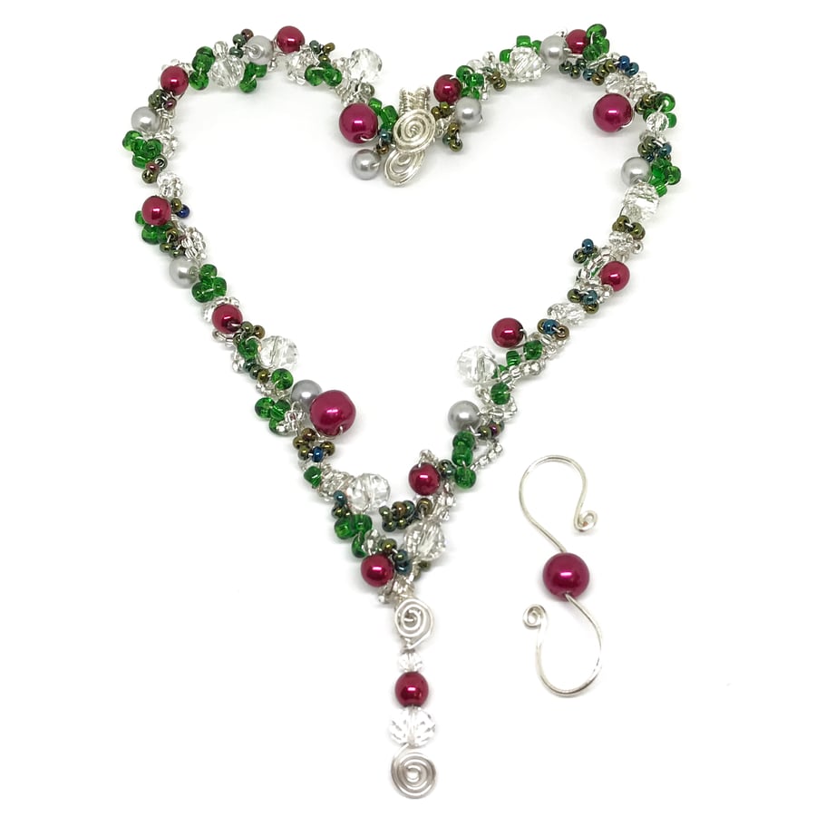 RESERVED Sale - Beaded Heart Decoration, Christmas Heart, Silver Plated