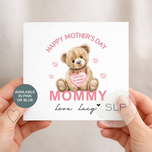 Personalised Mother's Day Card Love You So Beary Much Mummy Card