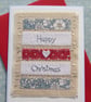 Scandi Happy Christmas hand-stitched card with Liberty Fabric - Image 2