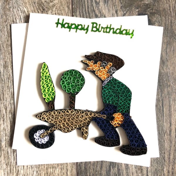 Stunning Handmade Quilled Wheelbarrow Card