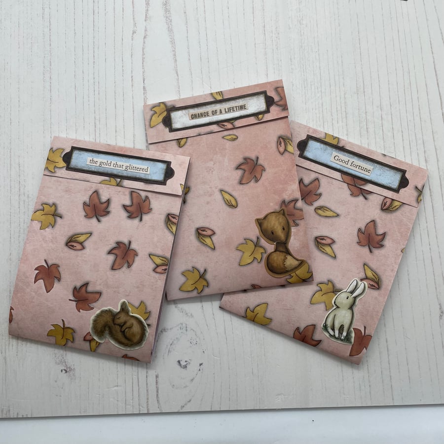 Set of three falling leaves matchbook style notepad PB16