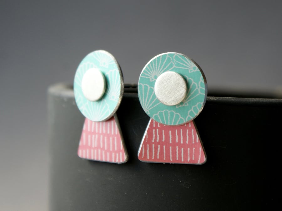 Multi way colour triangle earrings