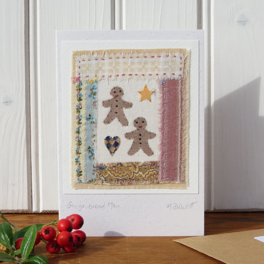 Gingerbread people! hand-stitched in folk style for Christmas